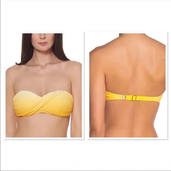 Bleu Rod Beattie Twist Bandeau Sunset Yellow Top Size 14 Bottom Size 12 - Picture 2 of 11